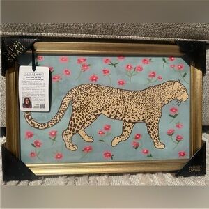 Sapna Shah Gold Wall Framed Cheetah Floral Wall Portrait, 18x12